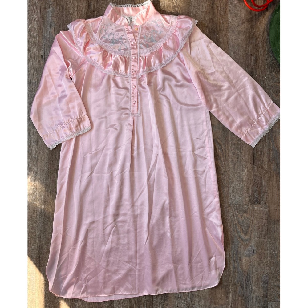 Vintage Pink Satin long nightgown‎ Jaclyn Smith size Medium
